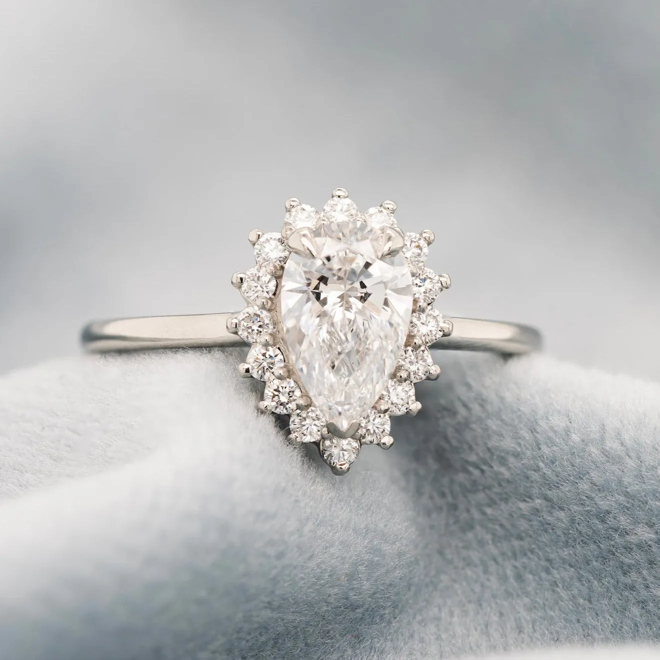 0.96ct Pear-Shaped Diamond Halo Engagement Ring