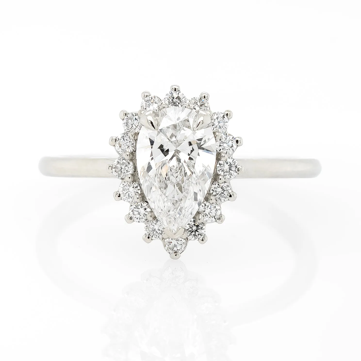 0.96ct Pear-Shaped Diamond Halo Engagement Ring