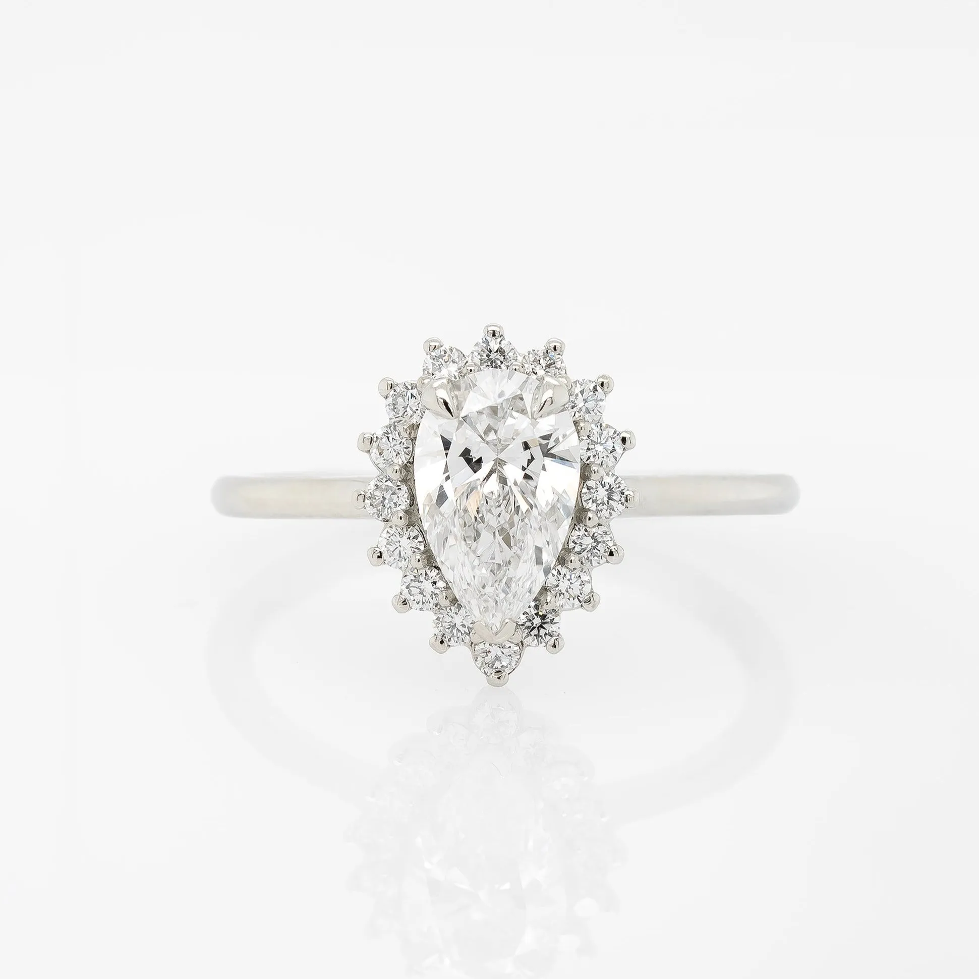 0.96ct Pear-Shaped Diamond Halo Engagement Ring