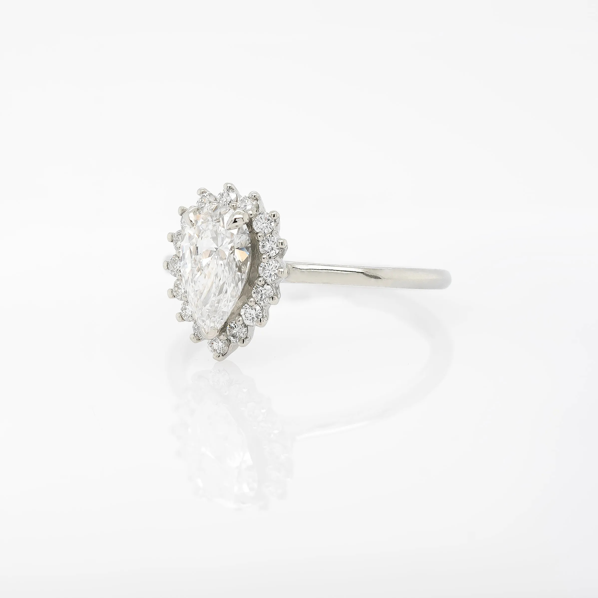 0.96ct Pear-Shaped Diamond Halo Engagement Ring