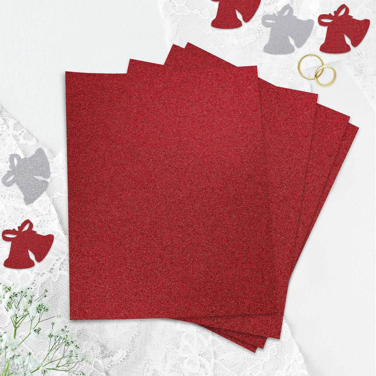 10 Pack Burgundy Self-Adhesive Glitter DIY Craft Foam Sheets - 12"x10"