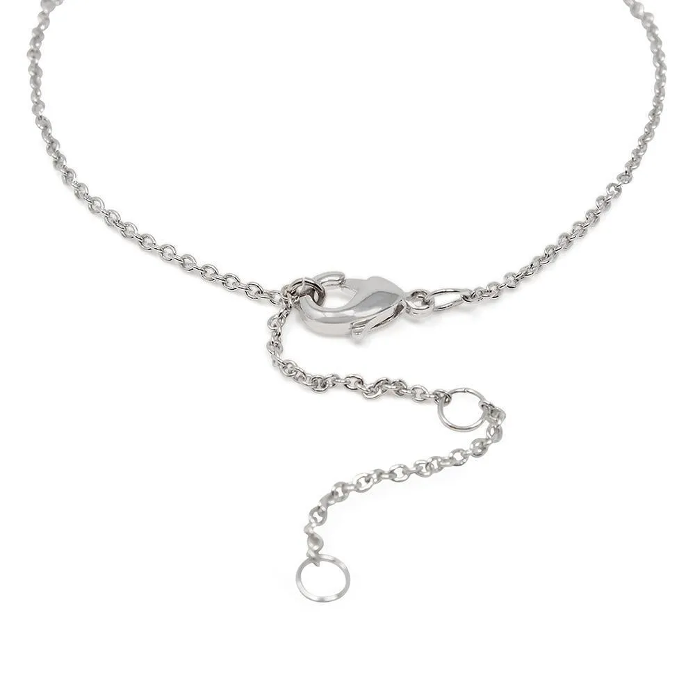 16 Inch Rhodium Plated CZ Stiletto Chain Drop Necklace