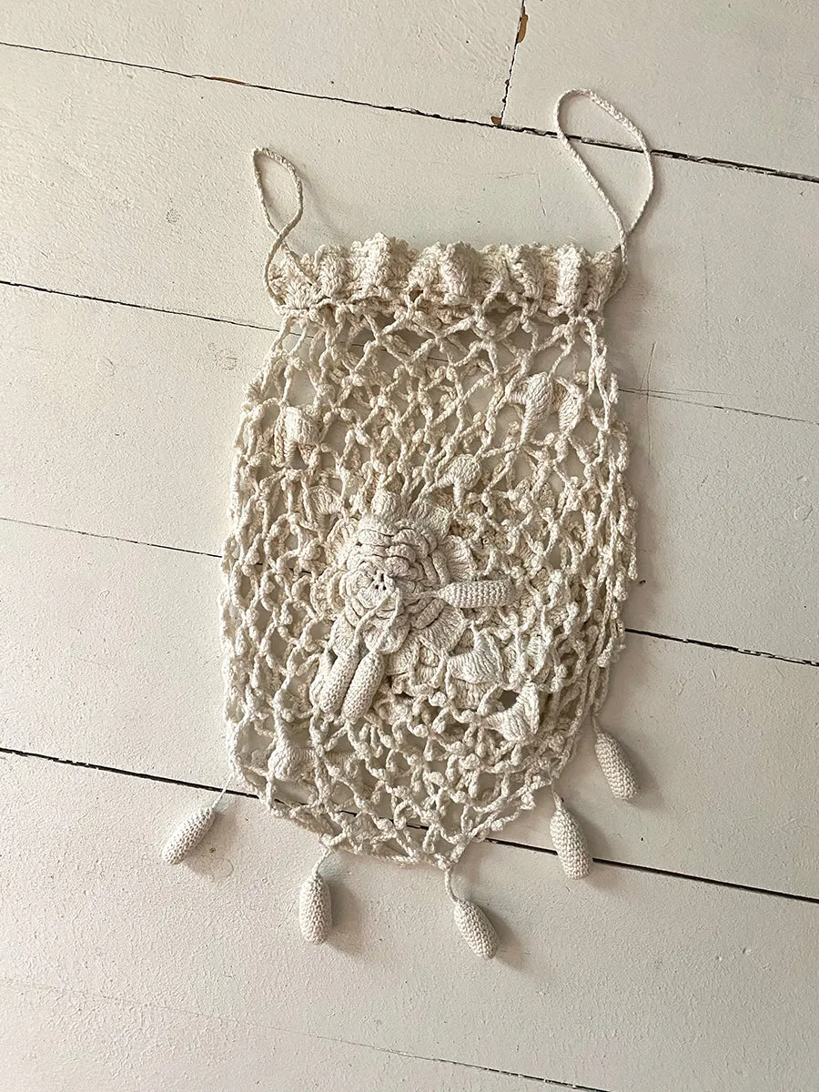 1960's Crochet Cotton Fishnet Bag