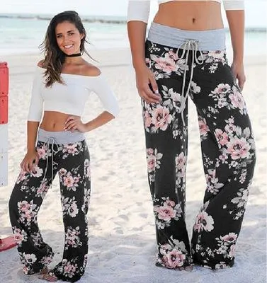 2021 Palazzo Female Sports Pants Wide Leg Pant High Waist Baggy Size XL