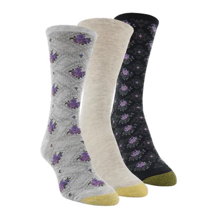 3-Pack Women's Ultra Soft Diamond Florals Socks 5981