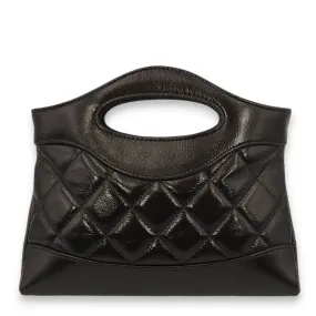 31 Mini Black Shoulder Bag in Calfskin, Gold hardware