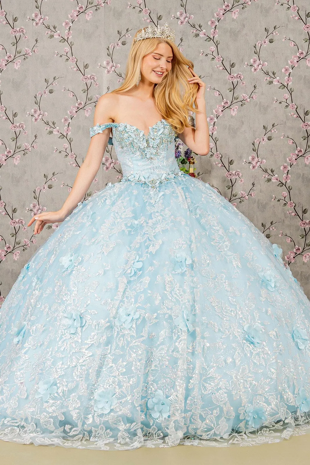 3D Butterfly Sleeveless Ball Gown by Elizabeth K GL3183