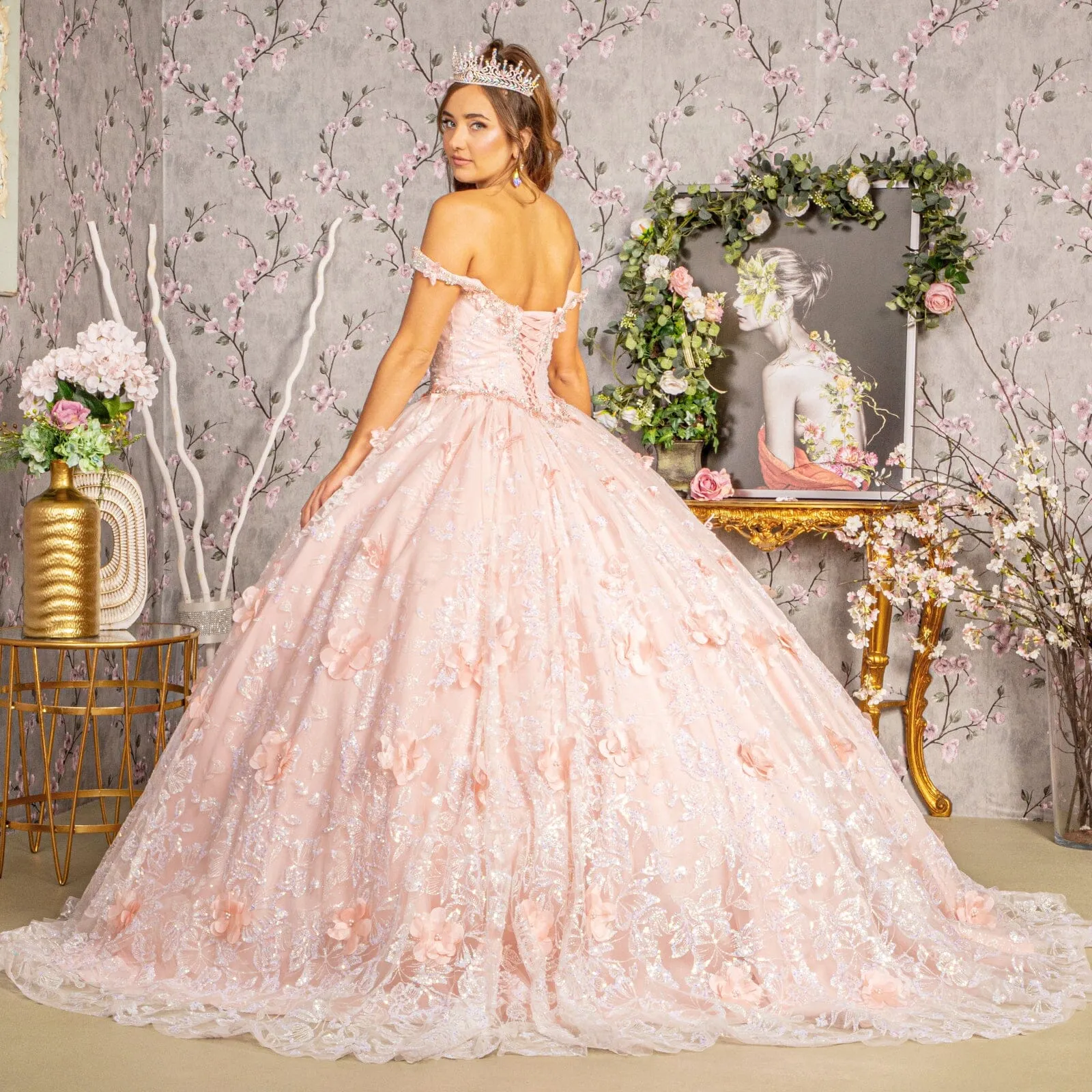 3D Butterfly Sleeveless Ball Gown by Elizabeth K GL3183