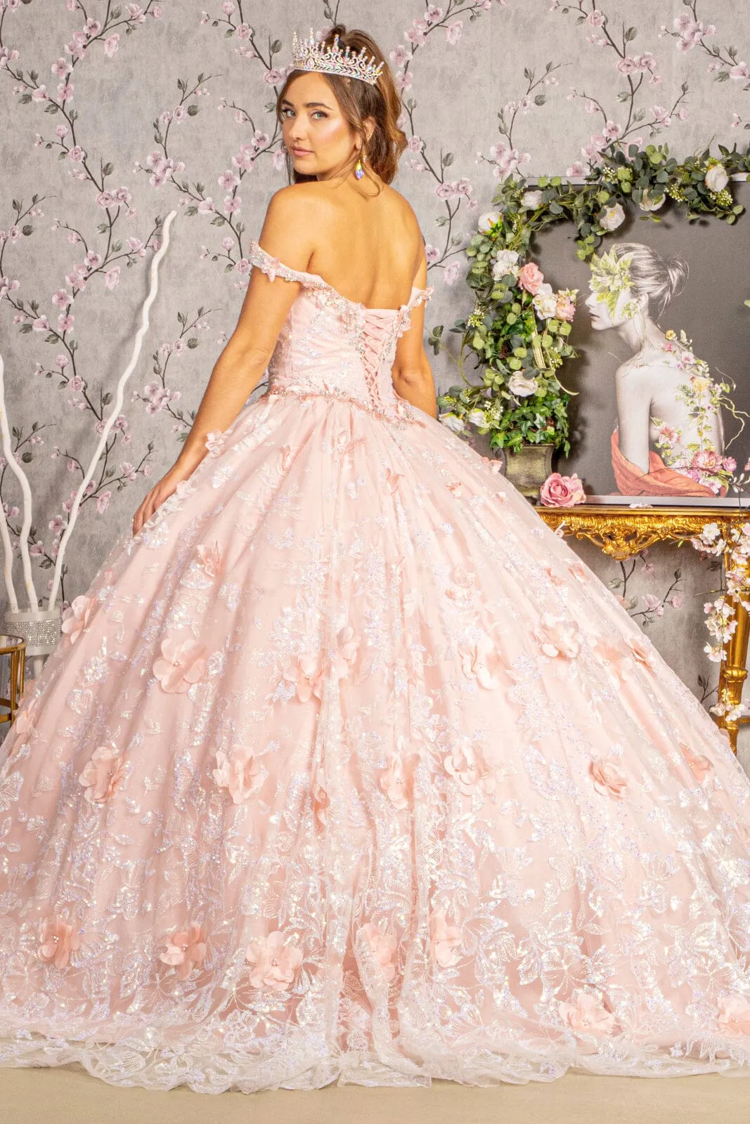 3D Butterfly Sleeveless Ball Gown by Elizabeth K GL3183