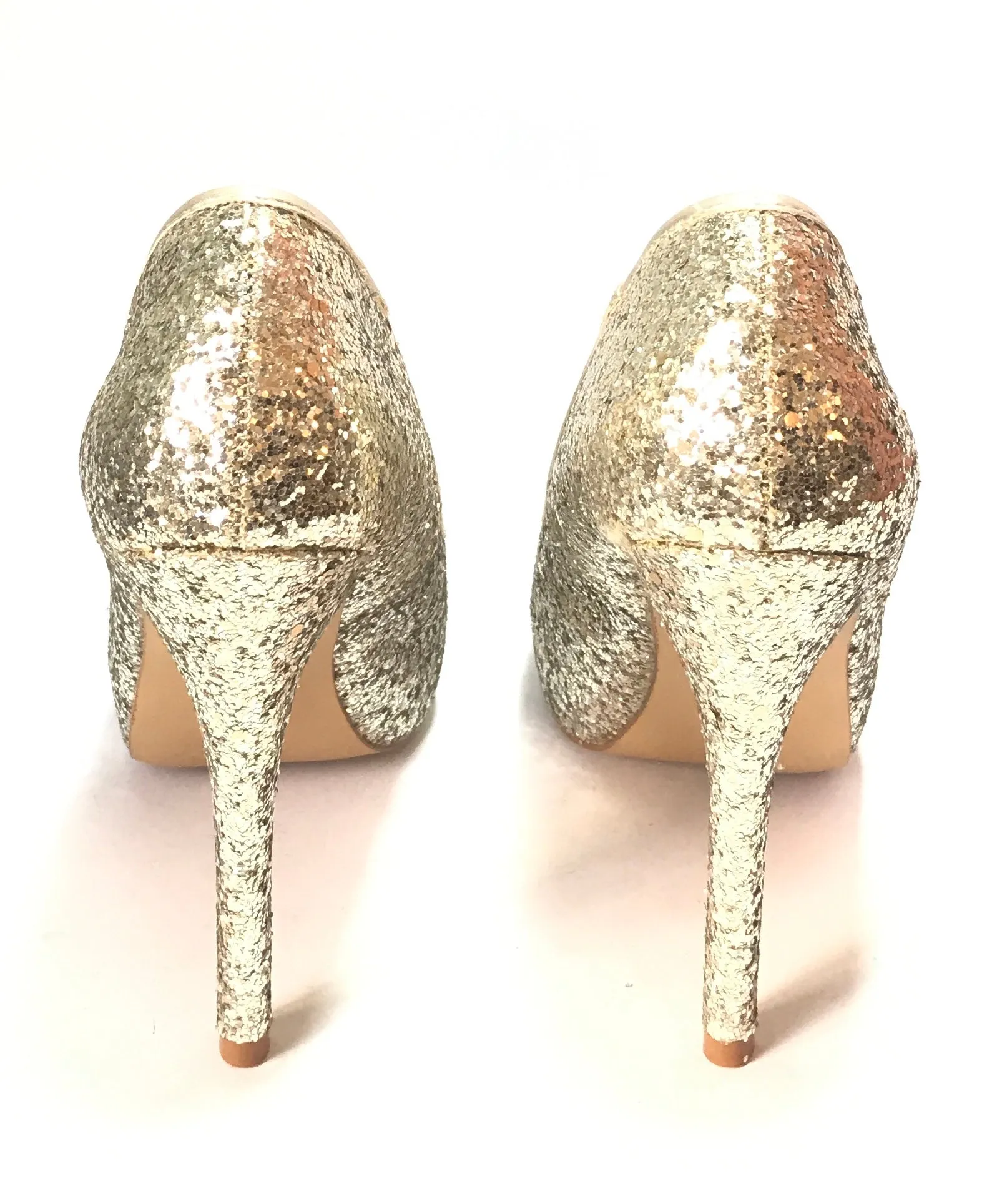 ALDO Gold Glitter Peep Toe Platform Heels | Like New |