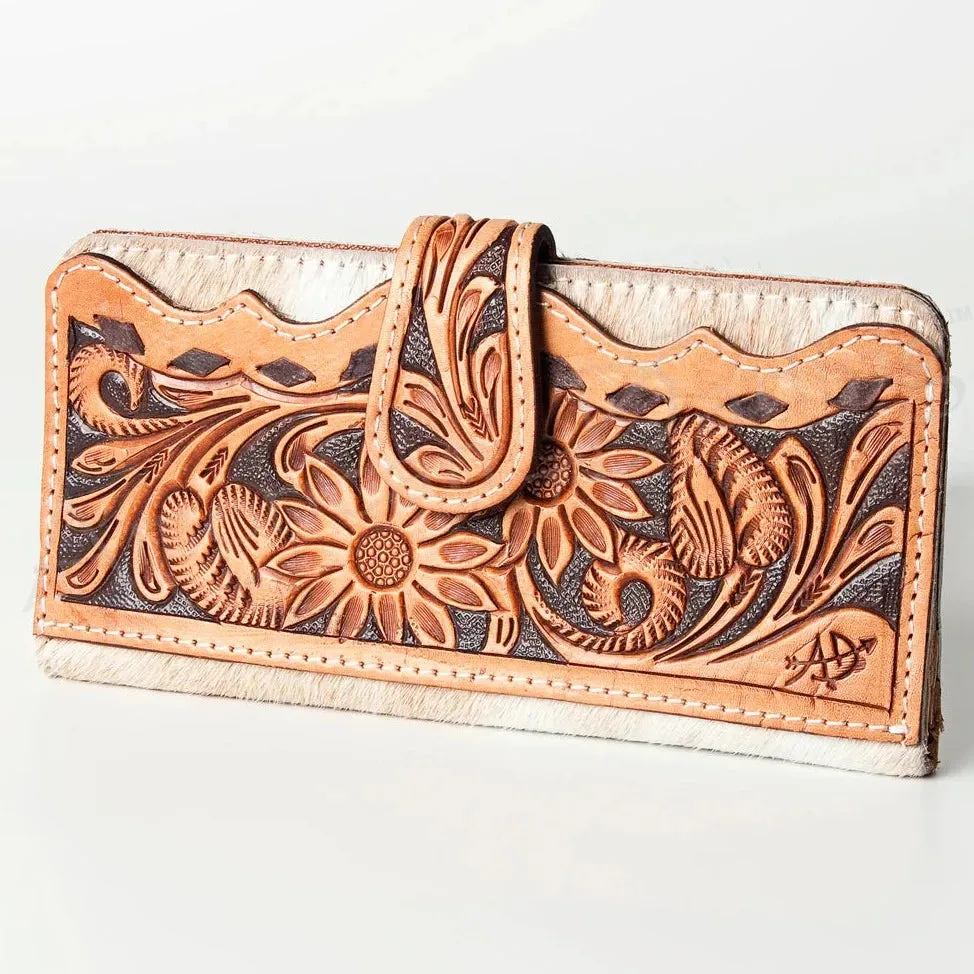 American Darling Hair-on-Hide Hand Tooled Leather Snap Wallet