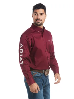 Ariat 10027995 Mens Team Logo Twill Classic Fit Shirt Burgundy