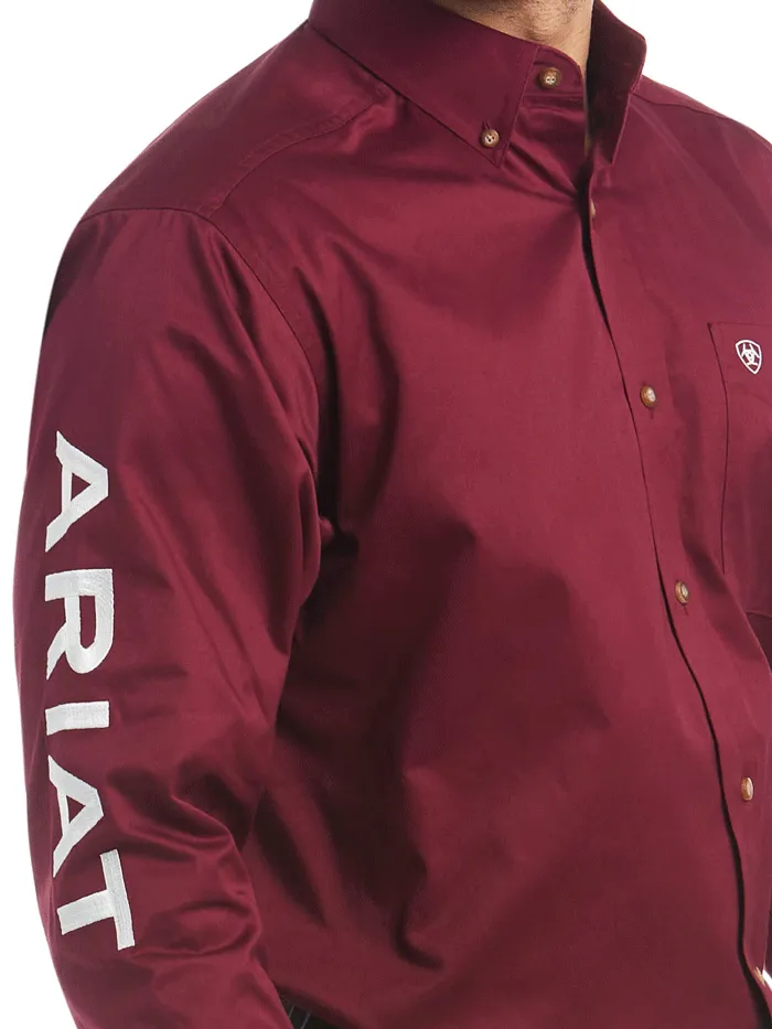 Ariat 10027995 Mens Team Logo Twill Classic Fit Shirt Burgundy