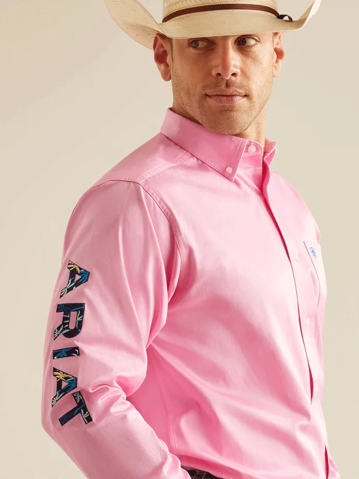 Ariat 10051336 Mens Team Logo Twill Classic Fit Shirt Pink