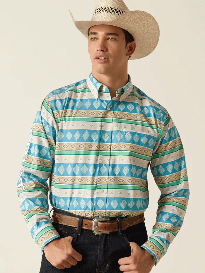 Ariat 10051523 Mens Team Christian Classic Fit Shirt Moroccan Blue