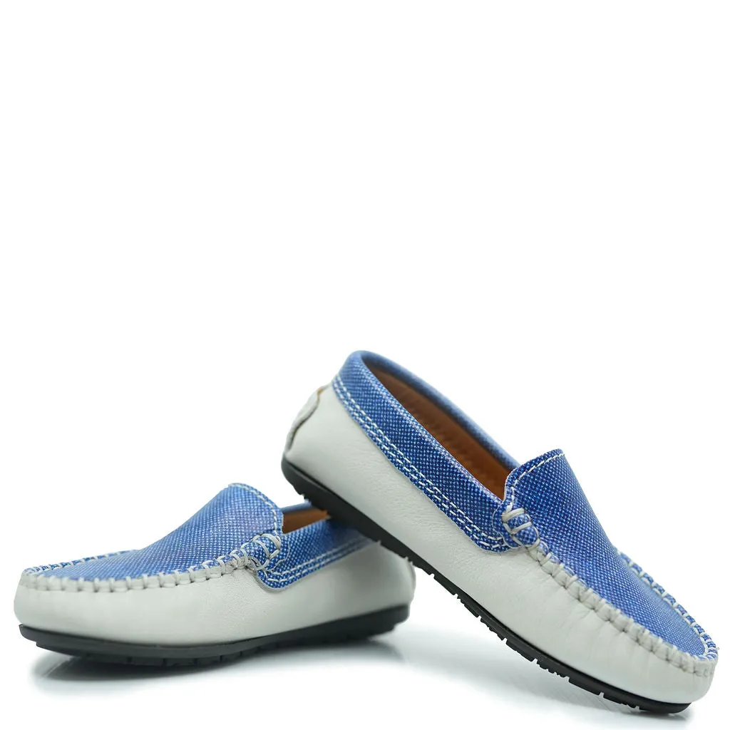 Atlanta Mocassin Denim and Ivory Loafer