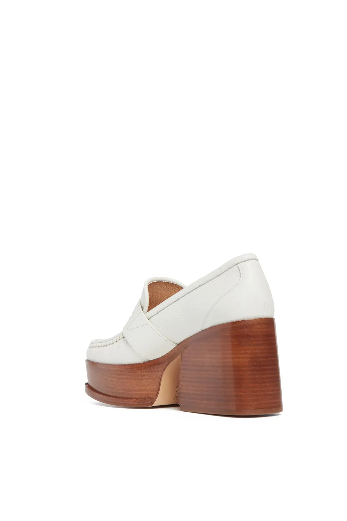 Augusta Platform Loafer in Cream Leather