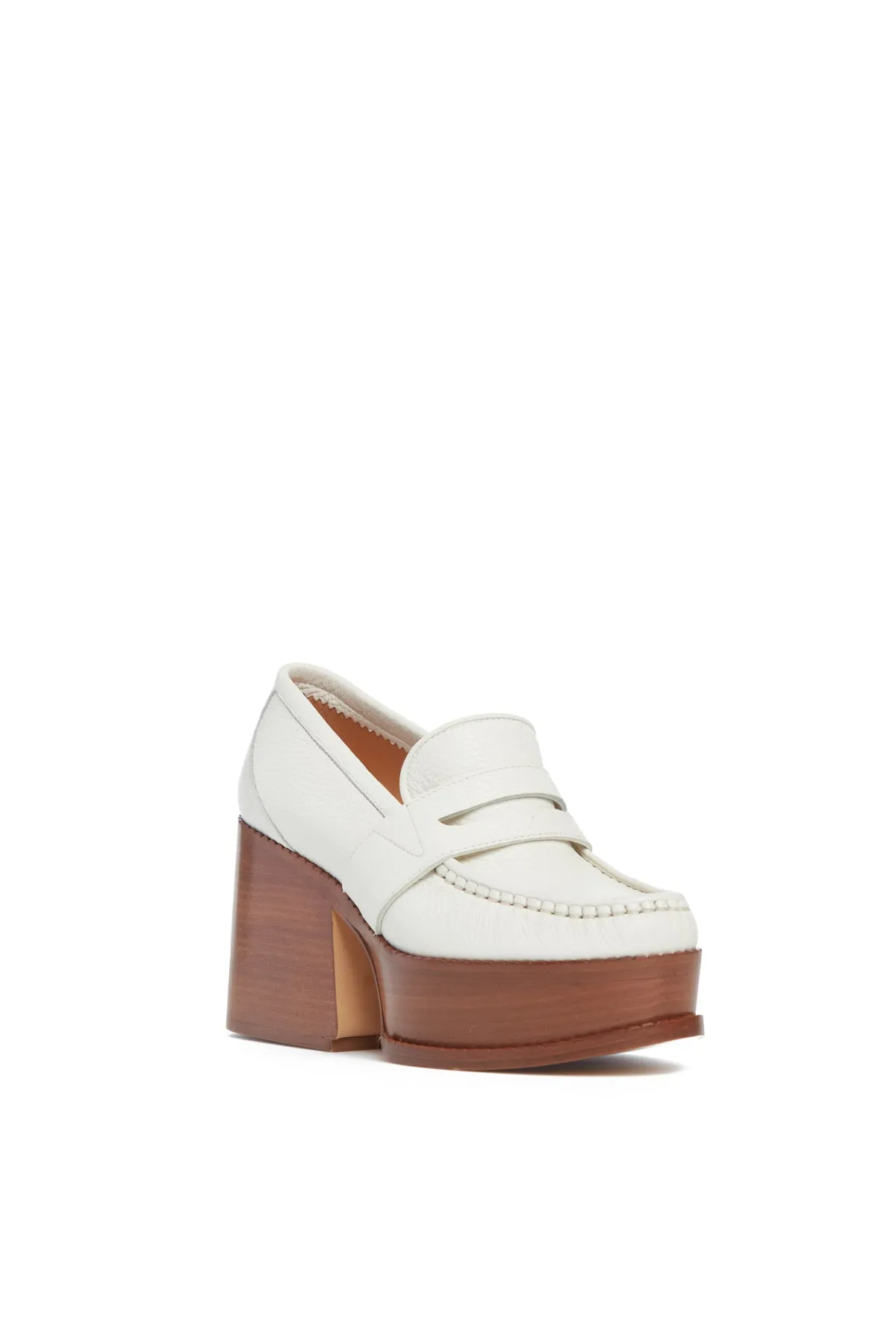 Augusta Platform Loafer in Cream Leather