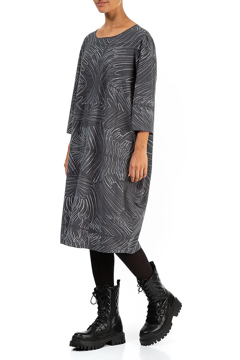 Balloon Grey Feather Cotton Dress