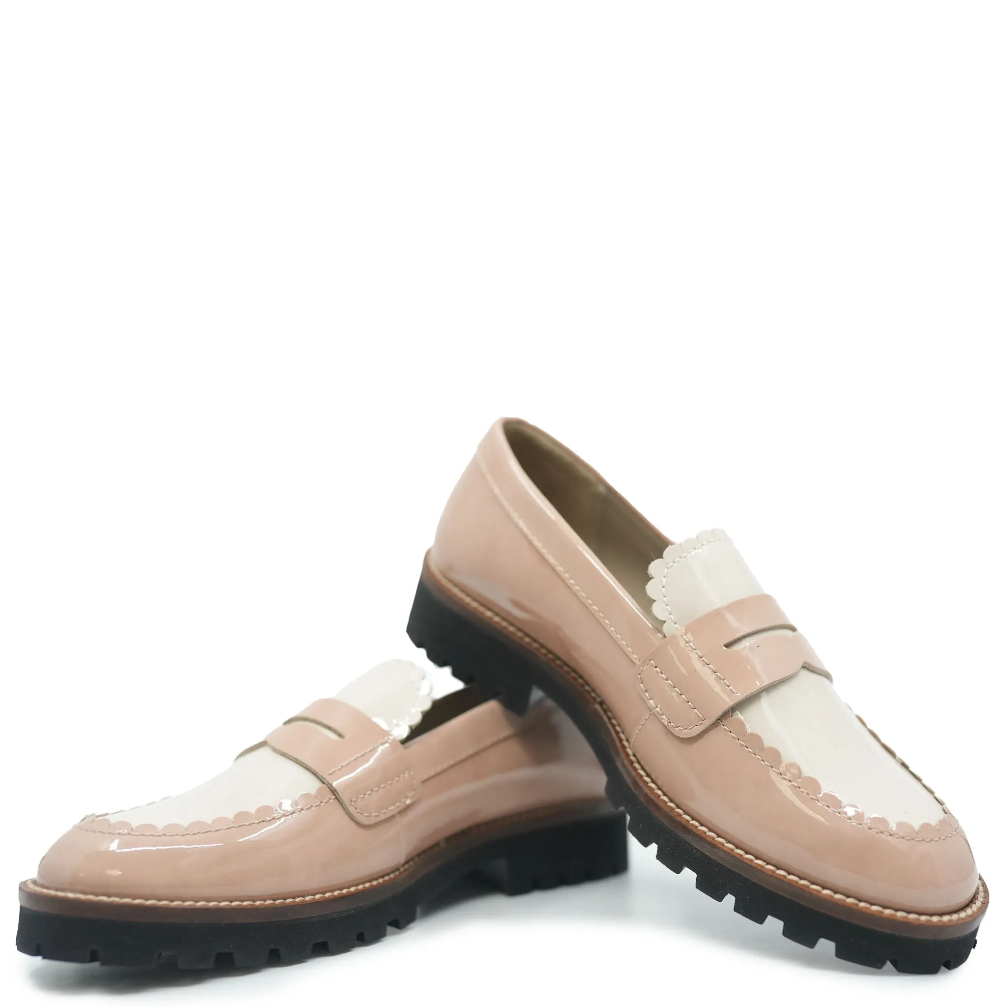 Beberlis Blush and Ivory Scalloped Chunky Loafer