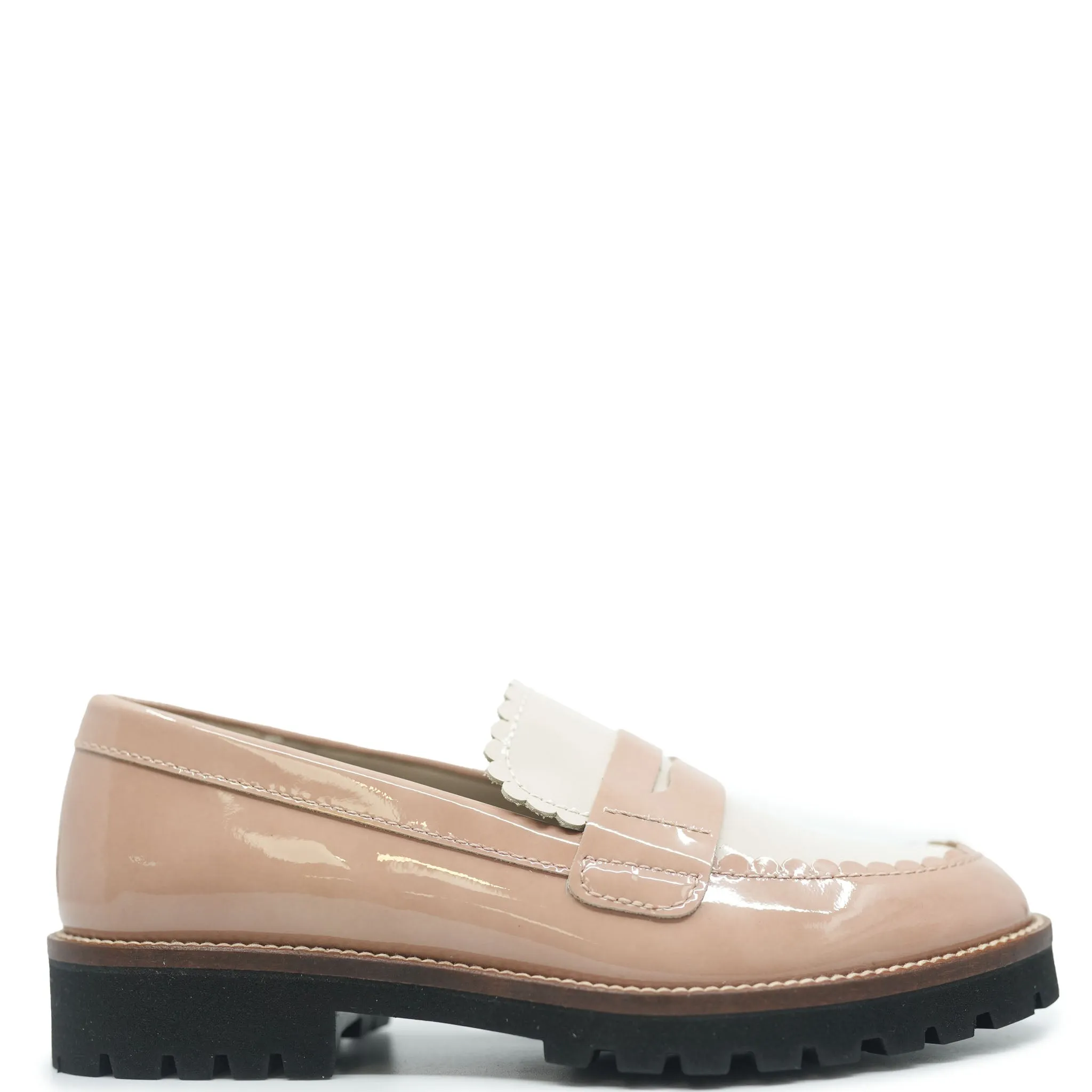 Beberlis Blush and Ivory Scalloped Chunky Loafer