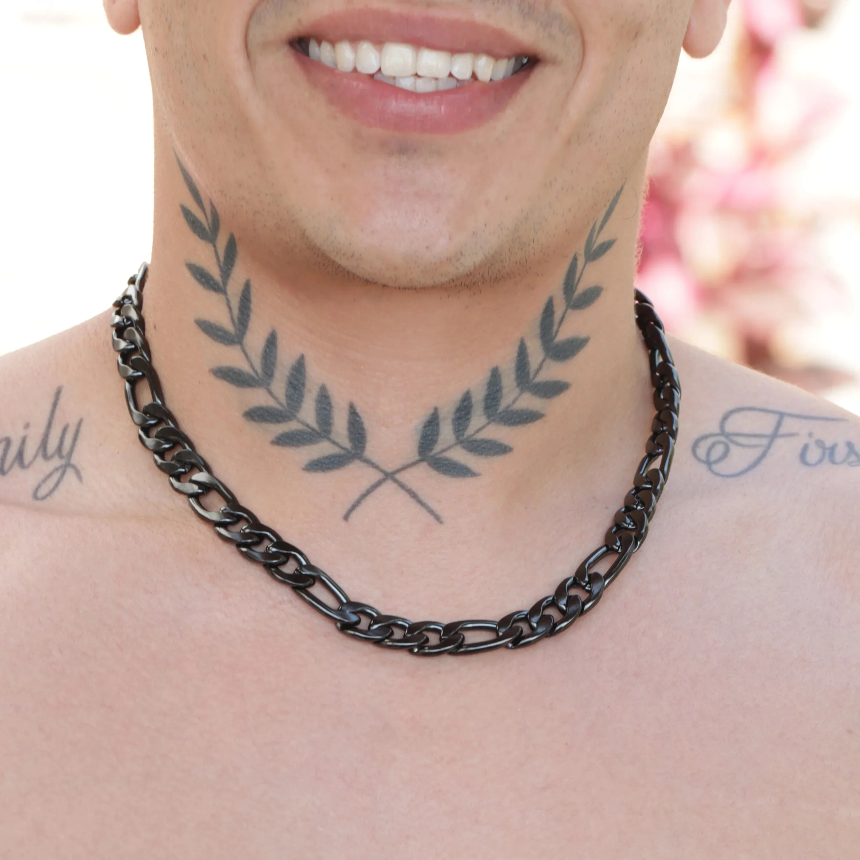 Benjamin Stainless Steel Figaro Chain Necklace