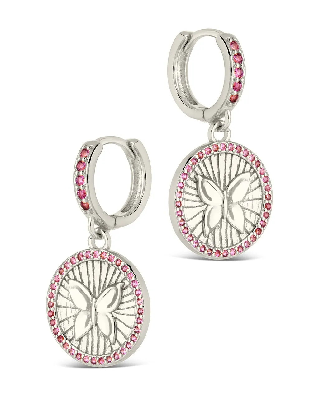 Bindi CZ Butterfly Charm Hoop Earrings