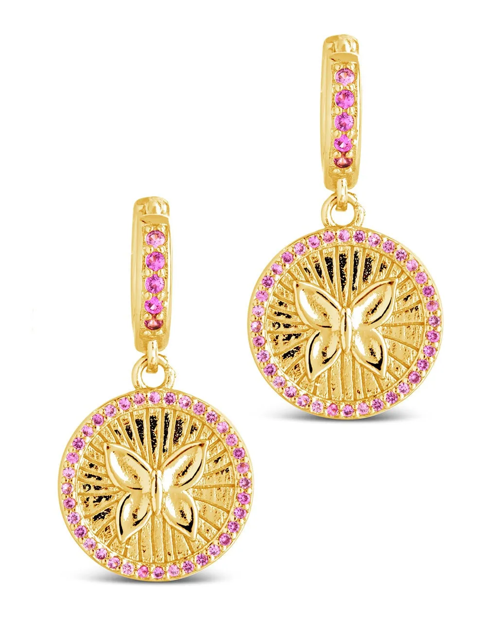 Bindi CZ Butterfly Charm Hoop Earrings