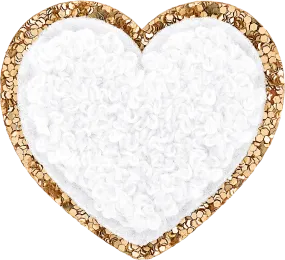 Blanc Mini Glitter Varsity Heart Patch