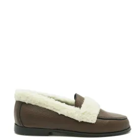 Blublonc Brown and Ivory Shearling Loafer