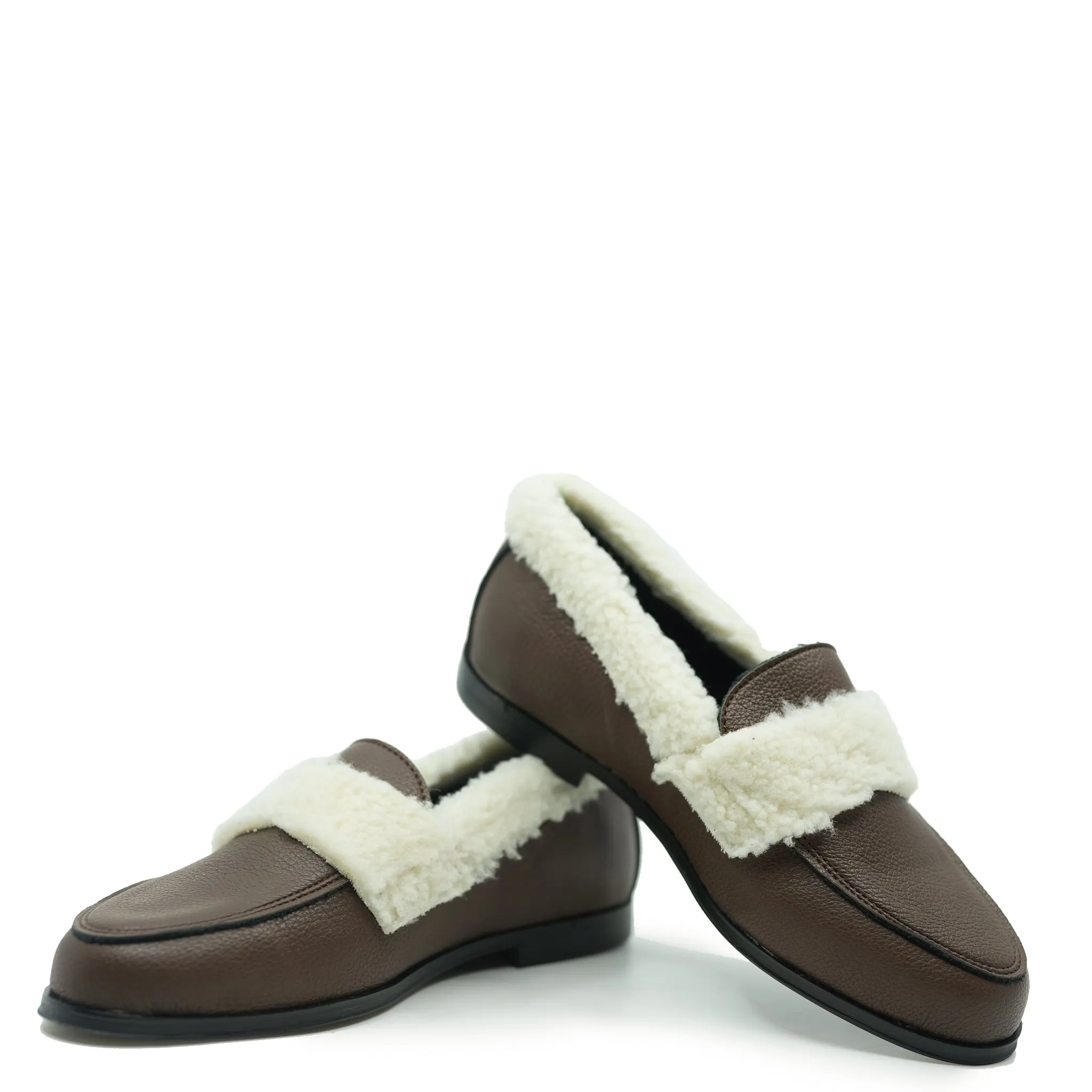 Blublonc Brown and Ivory Shearling Loafer