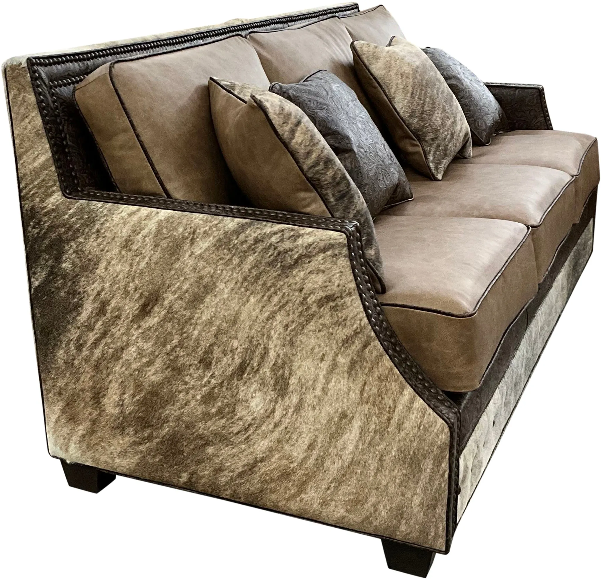 Bone Black & Camel Western Sofa