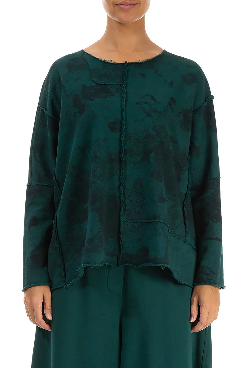 Boxy Emerald Marble Cotton Jumper