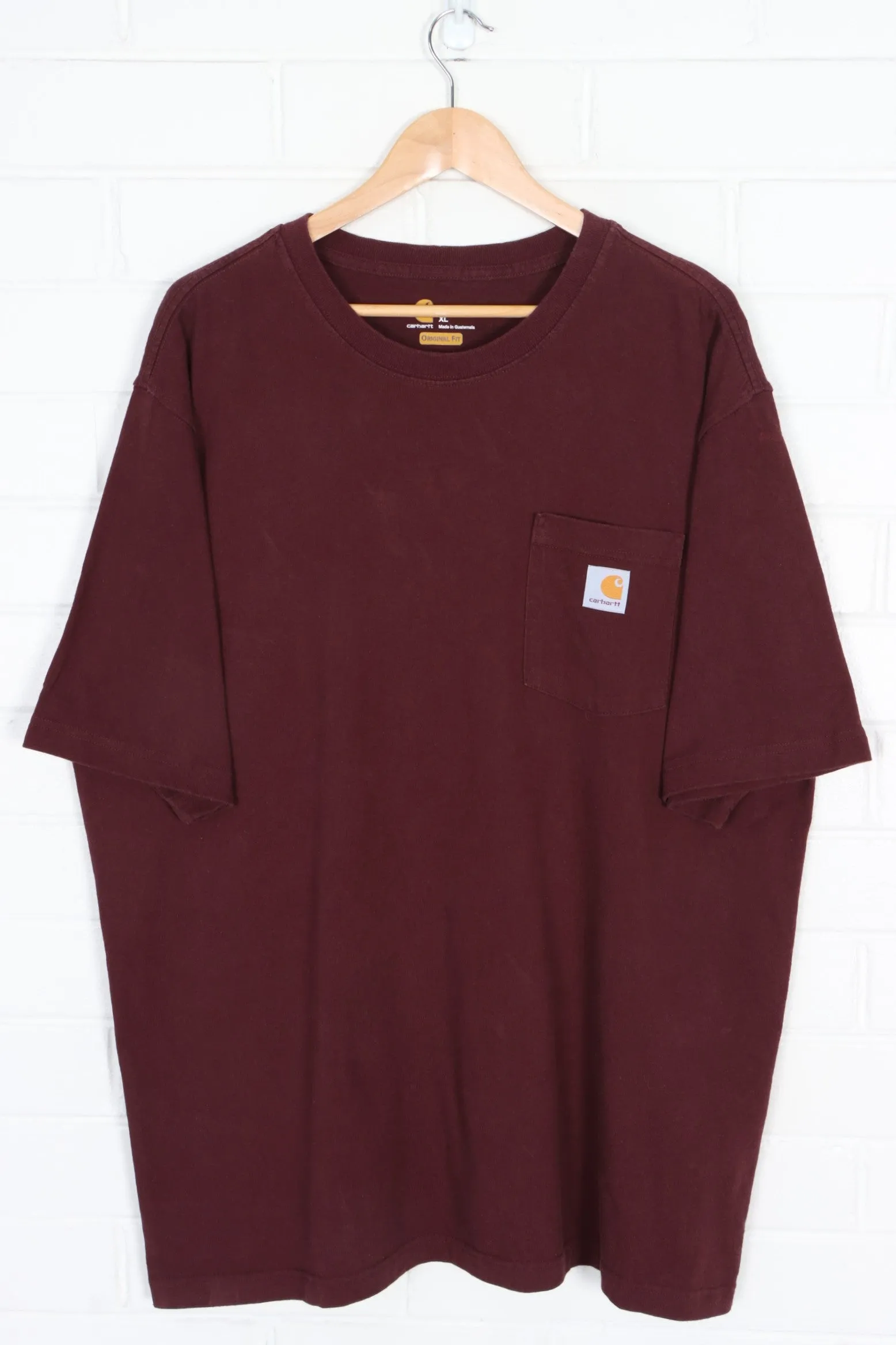 CARHARTT Maroon 'Original Fit' Front Pocket T-Shirt (XXL)