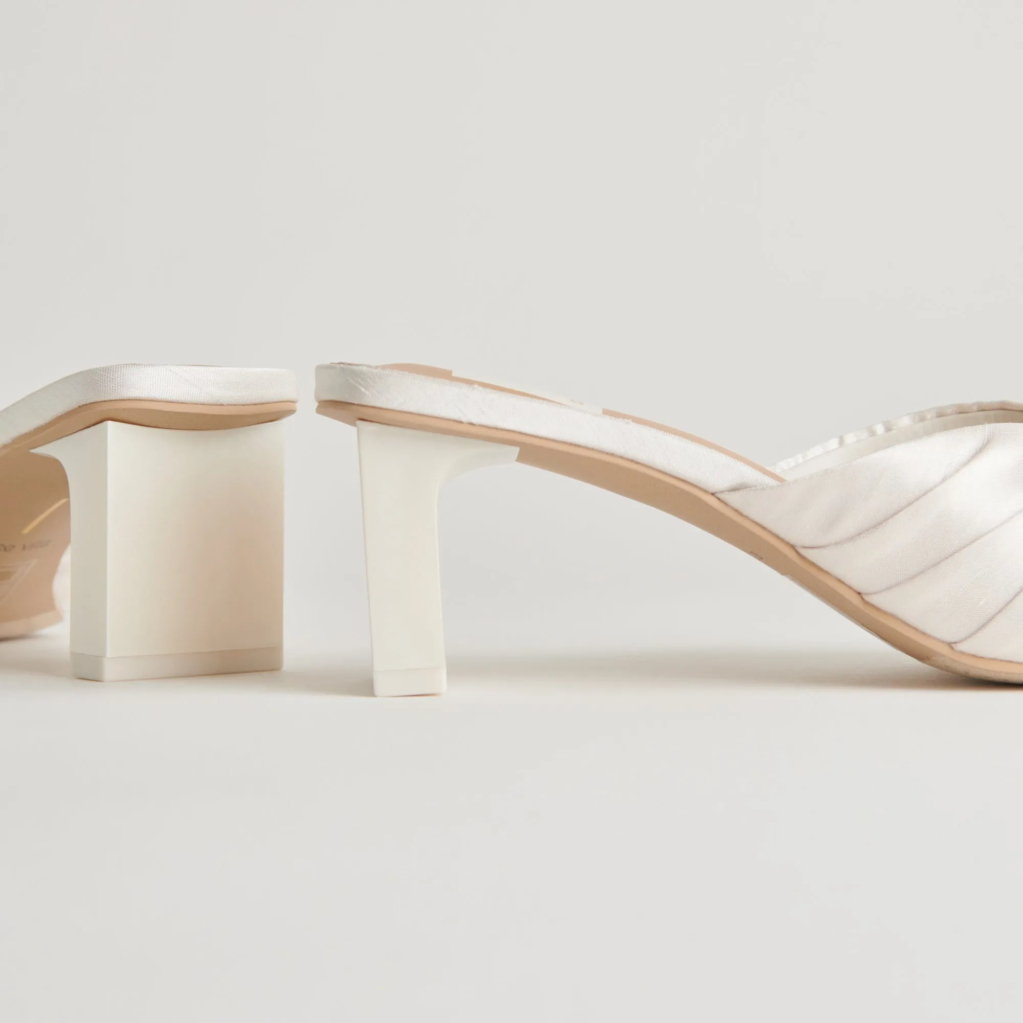 CARLAN HEELS OFF WHITE SILK - re:vita