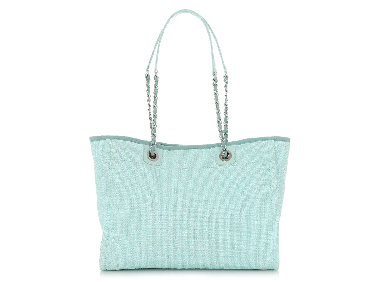 Chanel Small Turquoise Raffia Deauville Tote