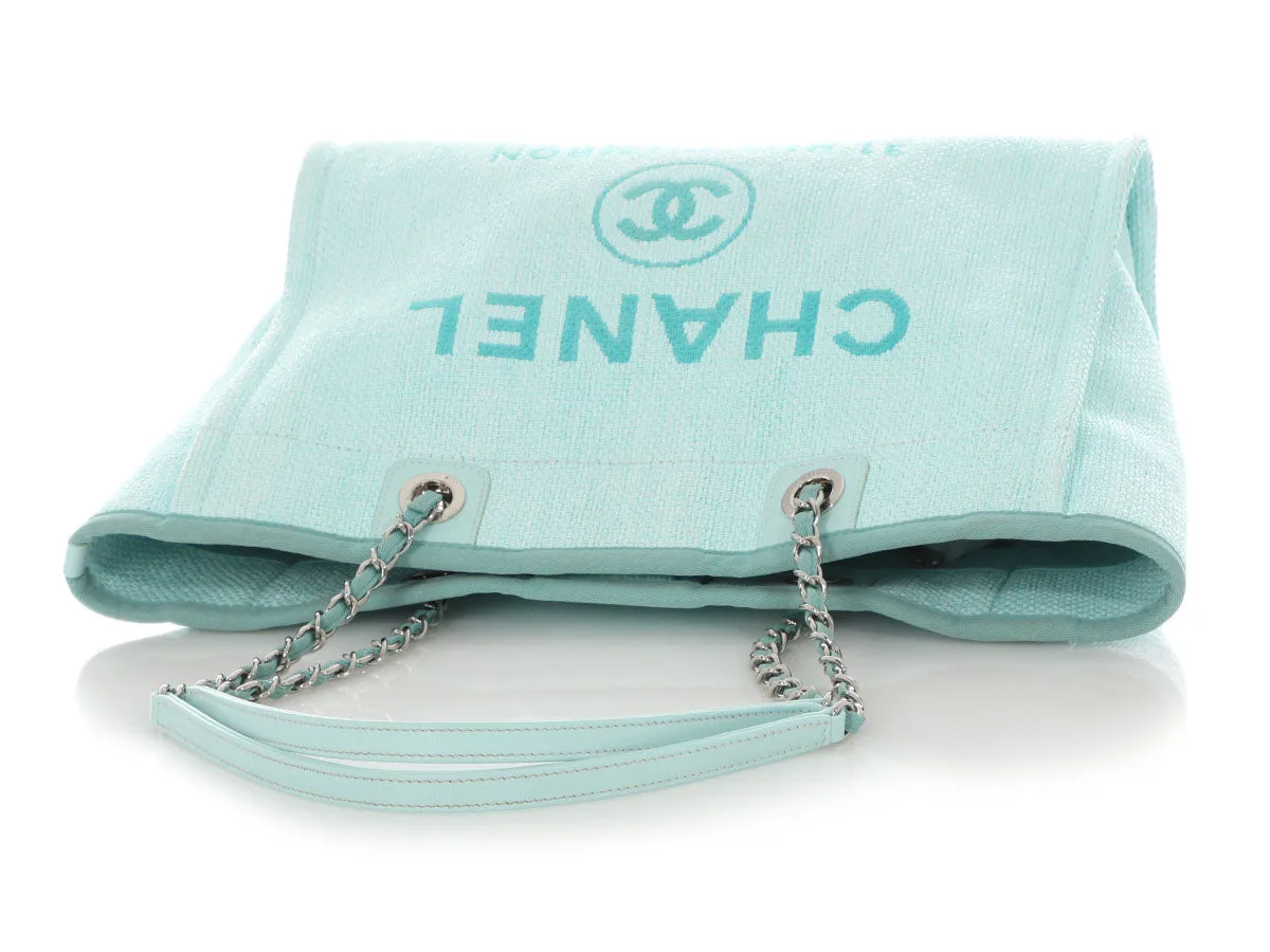 Chanel Small Turquoise Raffia Deauville Tote