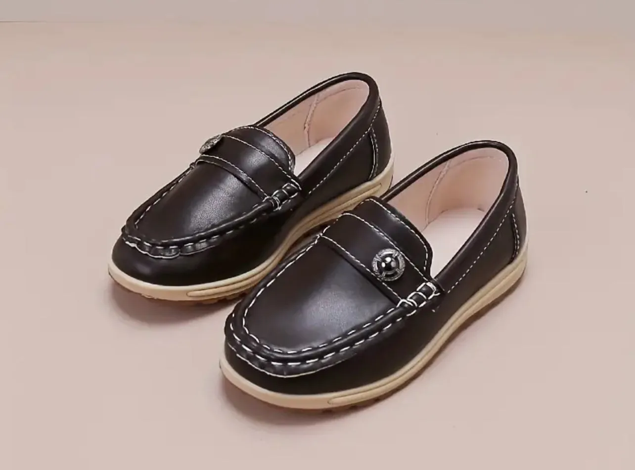 Children’s Casual Solid Color Slip On Loafers, Comfortable Lightweight