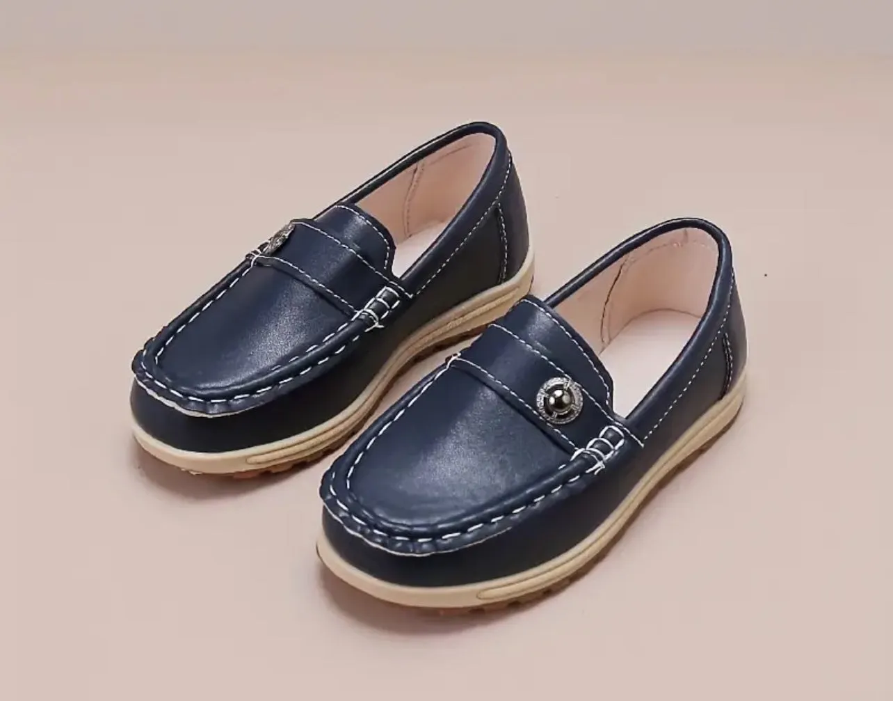 Children’s Casual Solid Color Slip On Loafers, Comfortable Lightweight