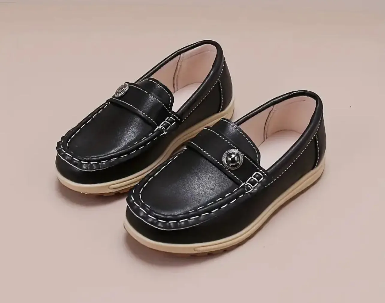 Children’s Casual Solid Color Slip On Loafers, Comfortable Lightweight