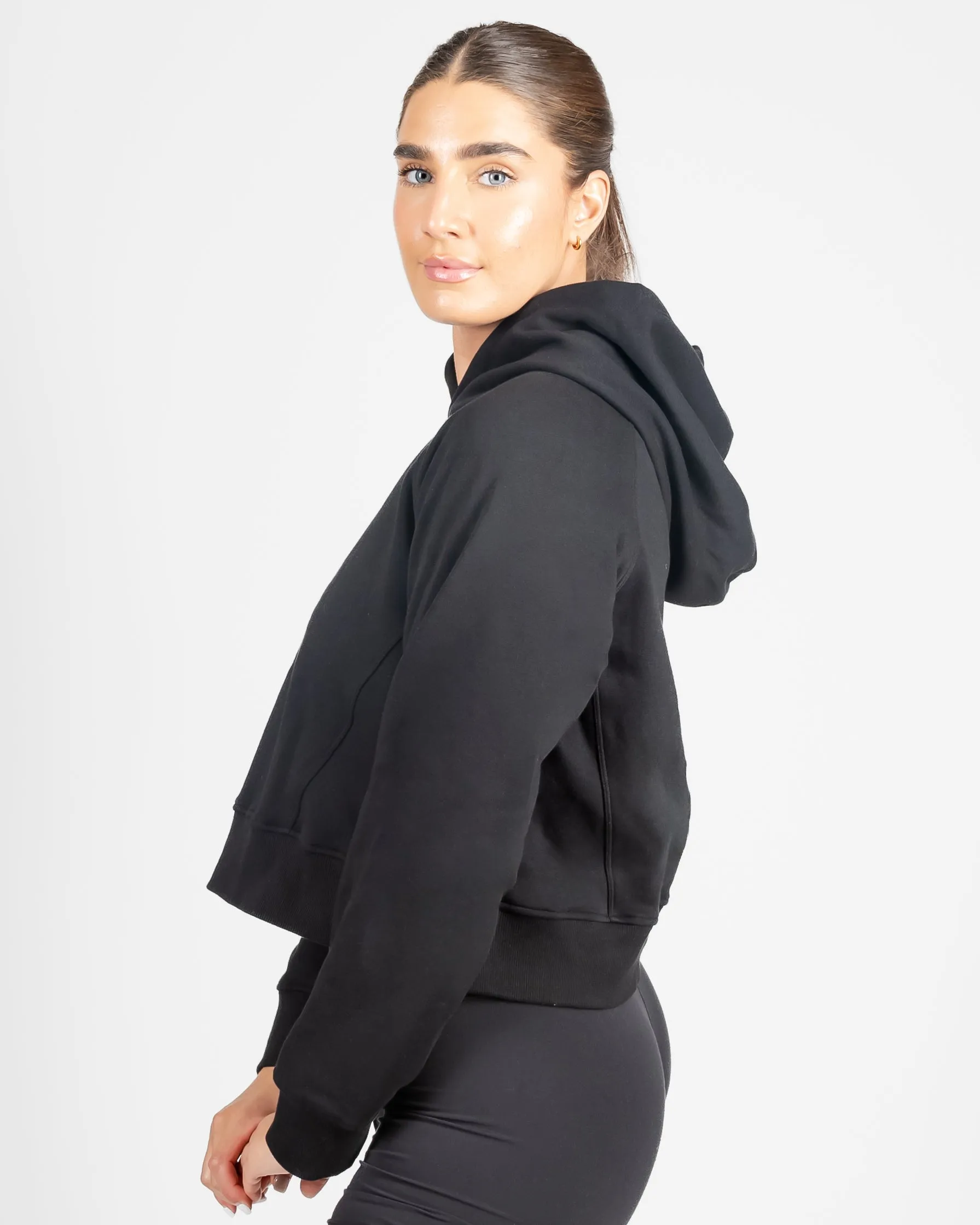 Classic Cropped Hoodie - Black - Final Sale