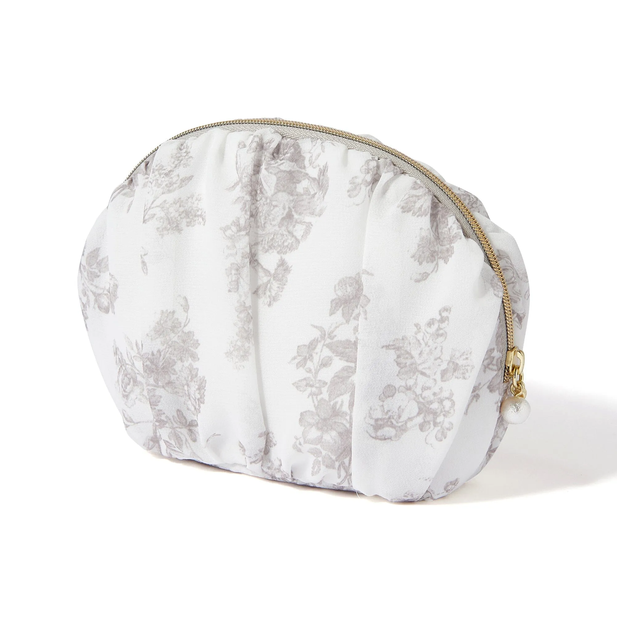 Classic Flower Round Pouch Beige