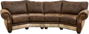 Cognac Pecan Curved Sectional Sofa