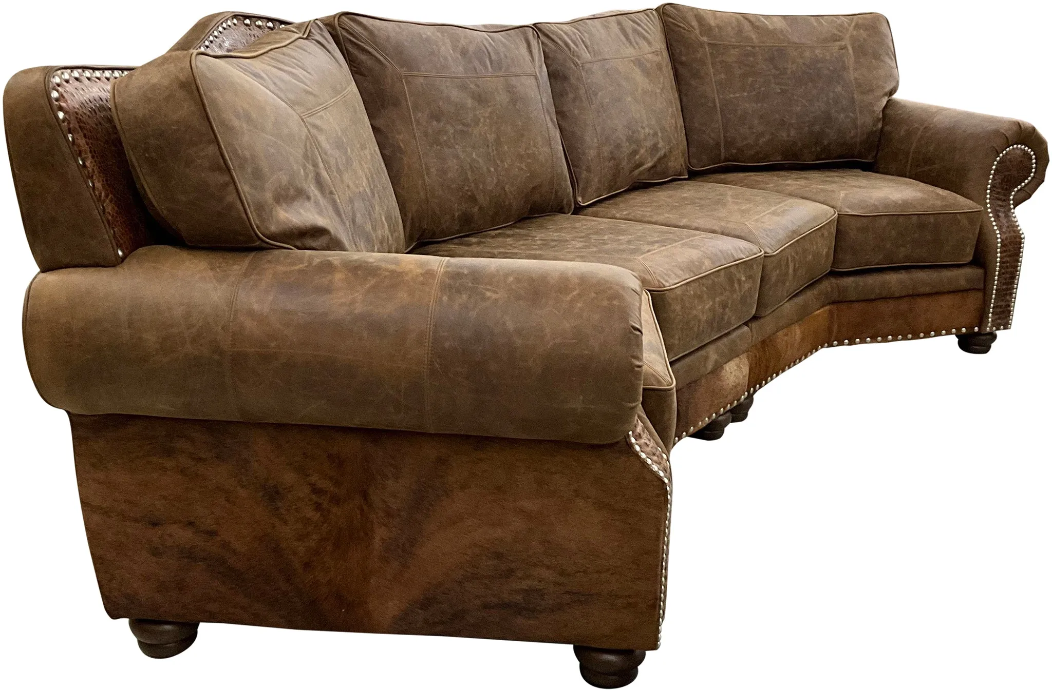 Cognac Ridge Western Curved Sectional Sofa