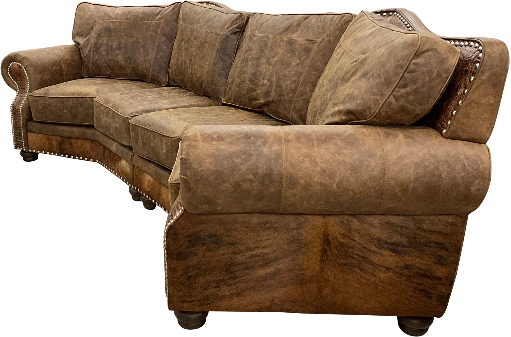 Cognac Ridge Western Curved Sectional Sofa