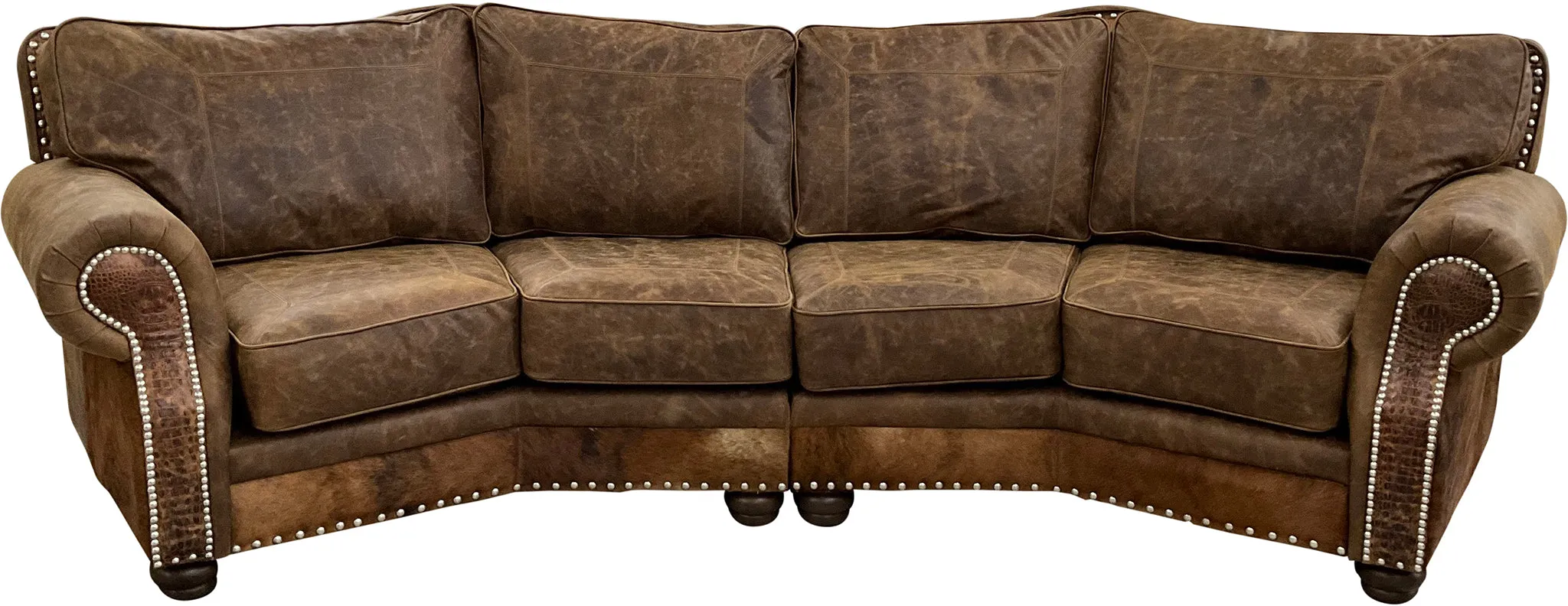 Cognac Ridge Western Curved Sectional Sofa