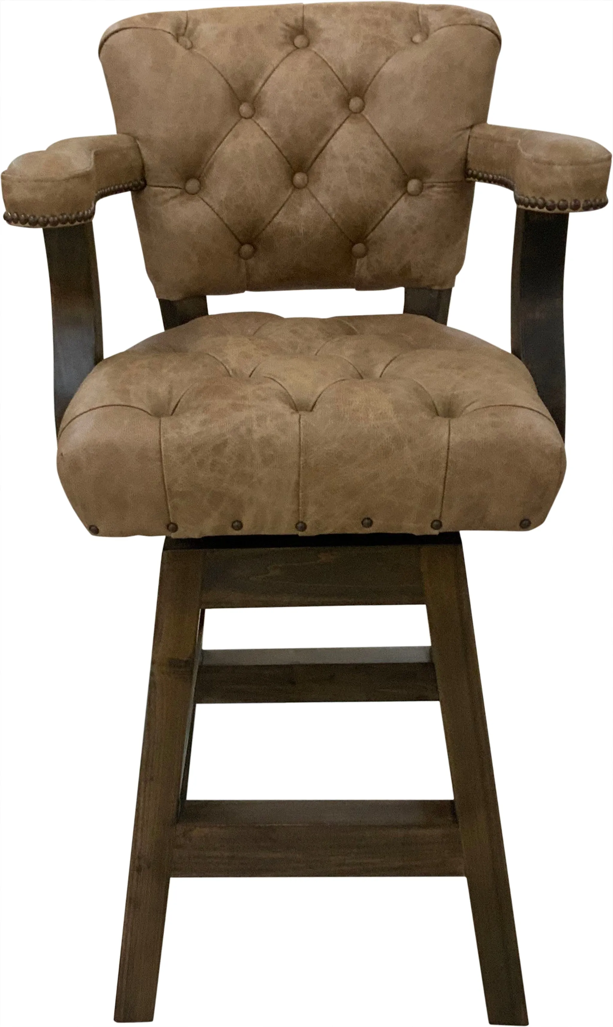 Cognac Tufted Western Leather Barstool