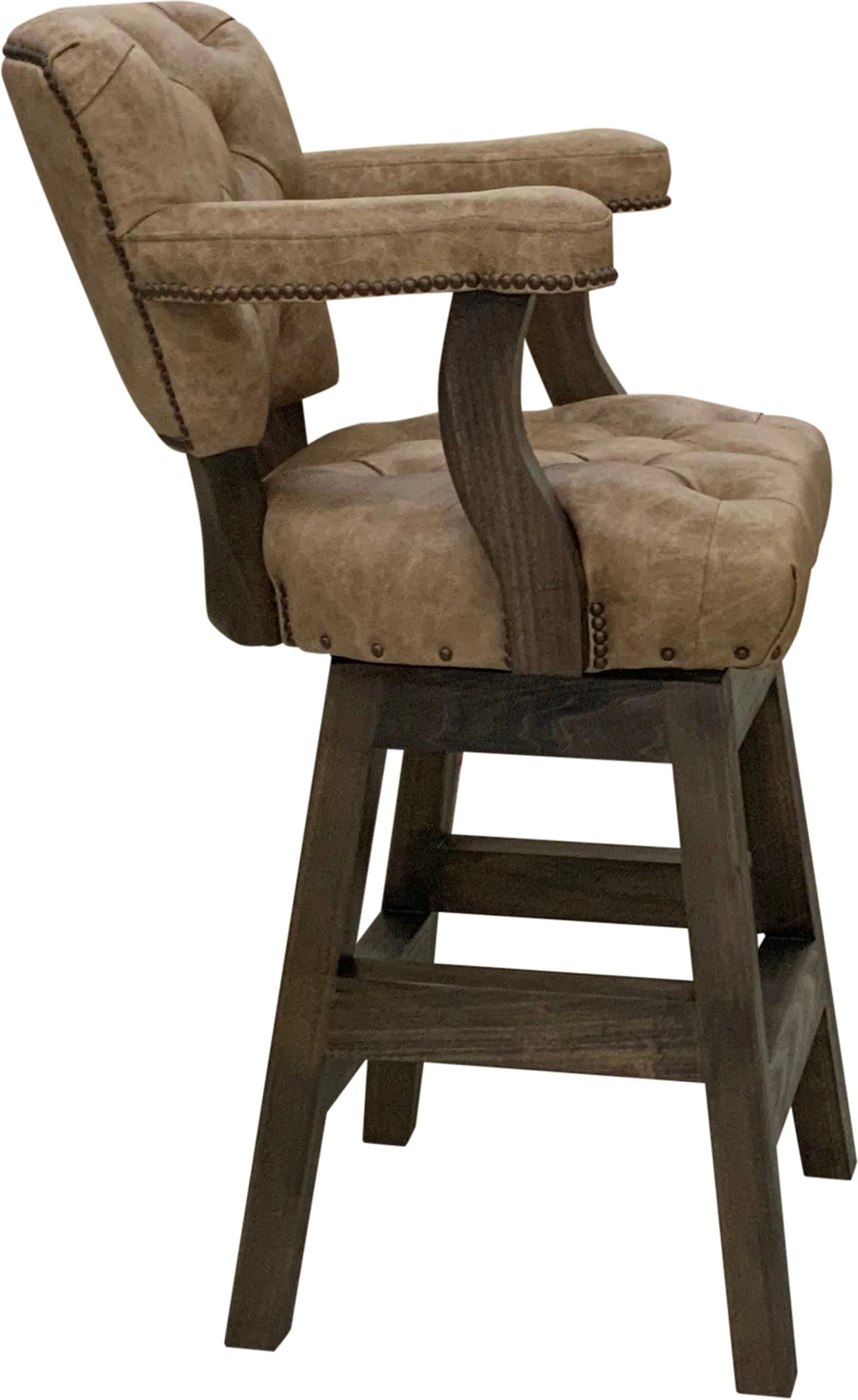 Cognac Tufted Western Leather Barstool