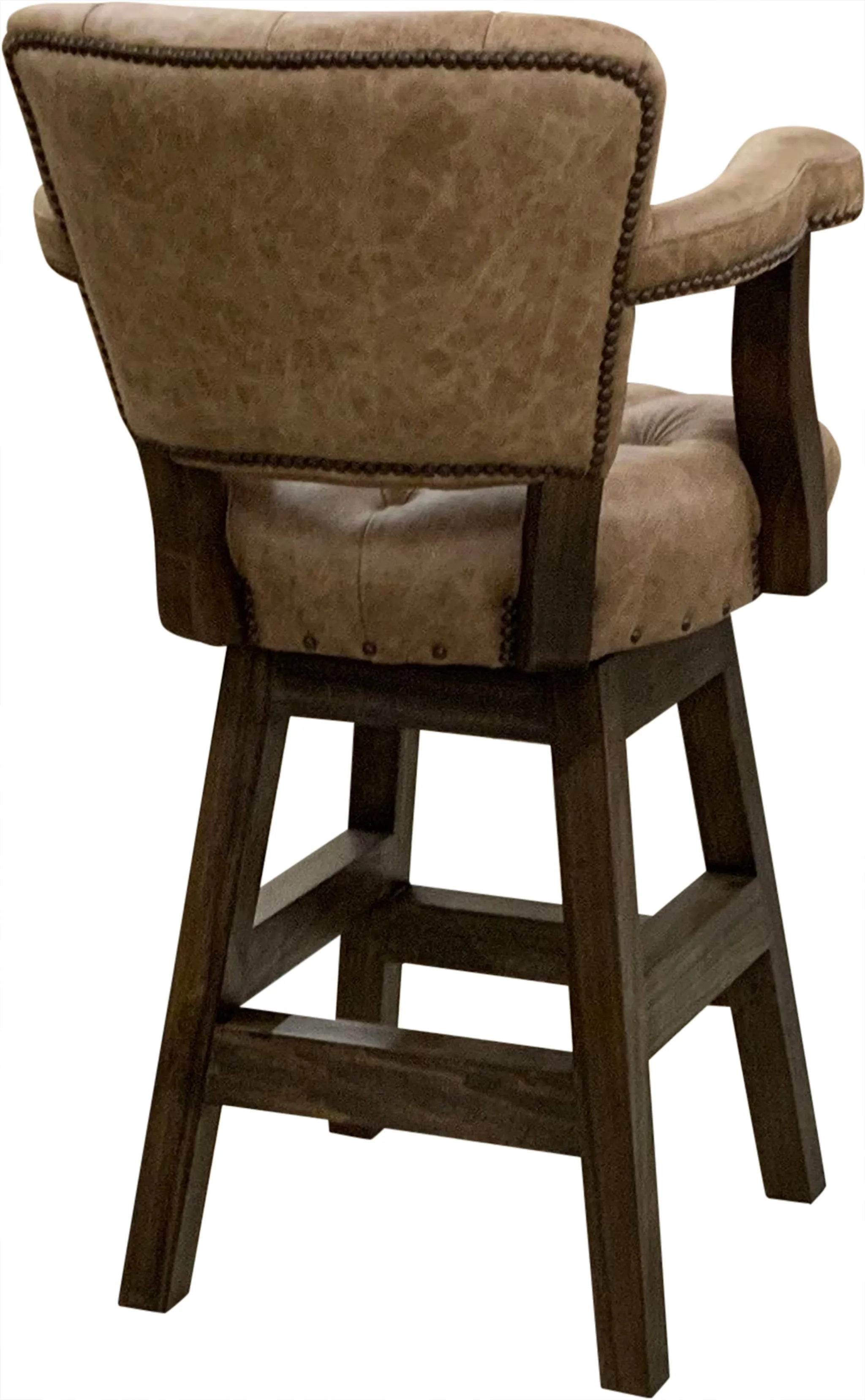 Cognac Tufted Western Leather Barstool