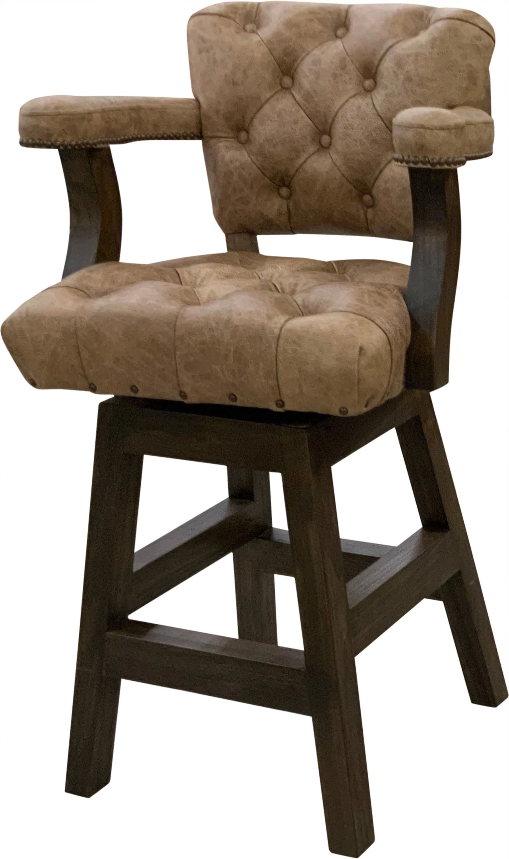 Cognac Tufted Western Leather Barstool